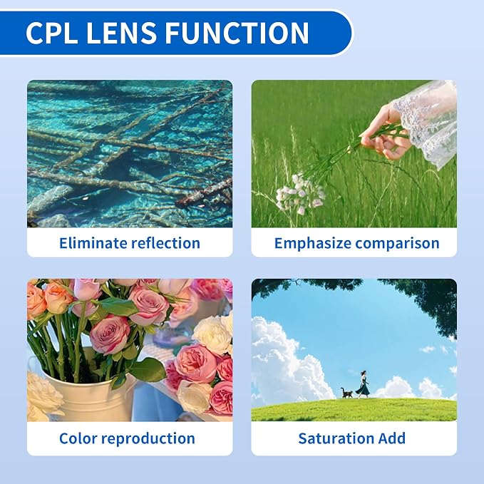 Wlizyzfhy 52mm Clip-on CPL Phone Camera Lens Filter | Universal CPL Filter Compatible with Smartphones, HD Polarizing Phone Lens to Reduce Glare Enhance Colors for Photos - Image 5