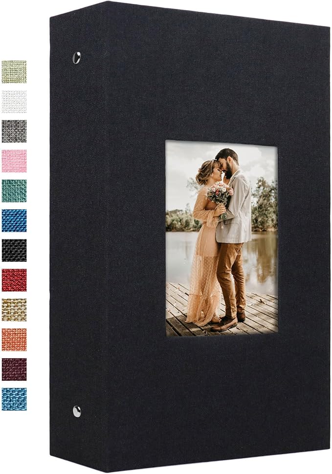 Vienrose 4x6 Photo Album,420 Pockets,Linen Cover with Window,Black | Linen Hardcover, Slip In Photo Book, Family Memory Album, Travel Keepsake by Vienrose