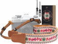 Padwa Lifestyle Embroidered Floral Camera Strap - 1.5" Crazy Horse Cowhide Ends Camera Straps for Photographers, Cute Cotton Weave Soft Suede Fabric Padded Strap fits All Cameras for Adults & Kids by PadwaLifestyleCameraStrap