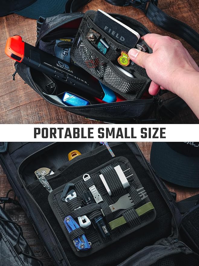 TACTICAL_GEEK TCM8 EDC Organizer Board, Anti-Slip Elastic Woven Board, Utility Bag Insert Panel for Small Gear, Backpack Accessories with Open Pocket & Mesh Pocket (Black) - Image 5