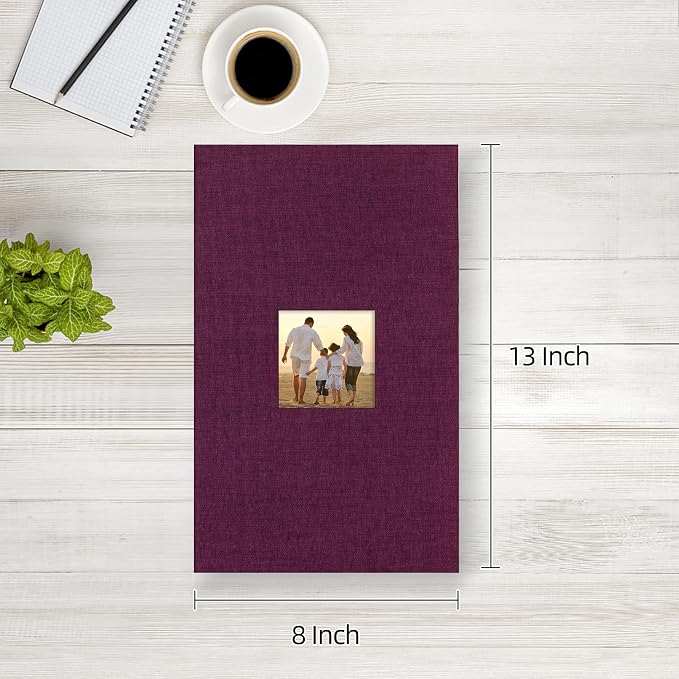 potricher Photo Album 4x6 Pictures, 300 Pockets, Linen Cover, Purple | Linen Cover, Front Window, Large Capacity 4x6 Picture Albums, Photo Book for Family, Wedding, Anniversary, Baby, Keepsake - Image 2