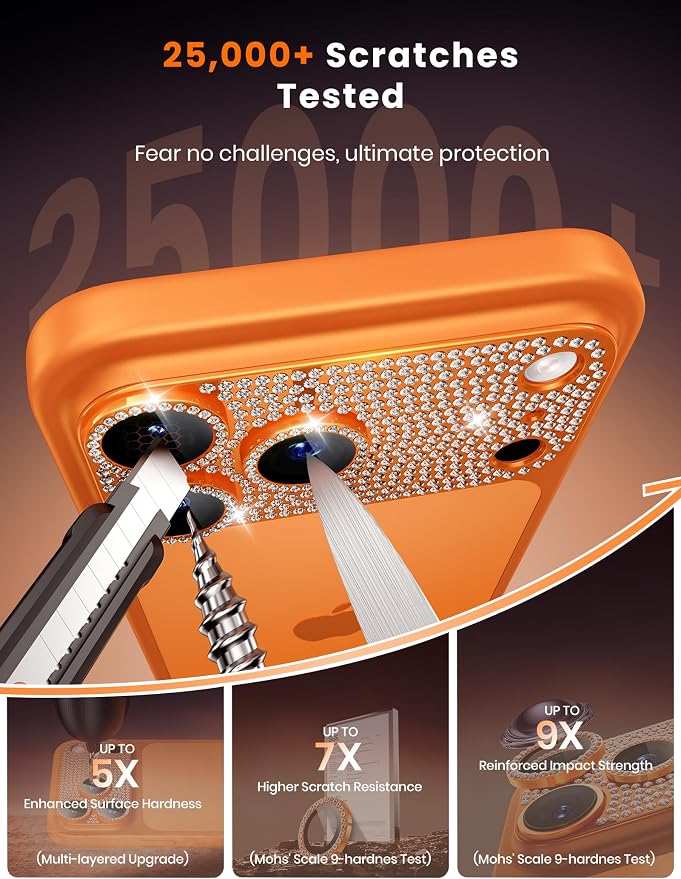 Hoerrye for iPhone 17 Pro Camera Lens Protector - Bling Diamond | Military Grade Protection, Keep Lens Original Design, 9H Tempered Glass Camera Cover Screen Protector - Image 6