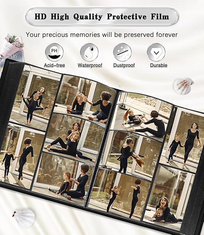 Ejblfe Photo Album 4x6,Linen Cover Slide-in Photo Album Book Can Holds 600 4x6 Photos with 60 Black Sheets for Family,Wedding,Baby and Holiday Pictures (Black) - Image 4