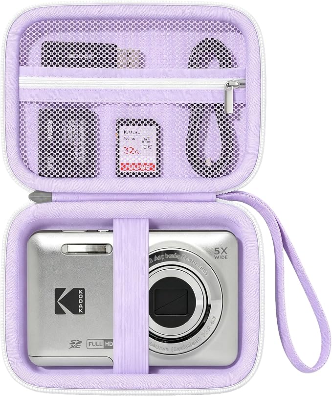 Camera Carrying Case for KODAK PIXPRO FZ55/ FZ45 Digital Camera | Camera Storage Case. Hard Protective Bag With Mesh Pocket Fits Batteries Cable Memory Card Card Reader, Purple by Unknown