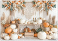 Fabric 7x5ft Autumn Boho Pumpkin Backdrop Fall Harvest Banner | Thanksgiving Day Floral Photography Background, Family Girl Women Party Decorations, Wedding Baby Shower Photo Props by ZTHMOEBACKDROP