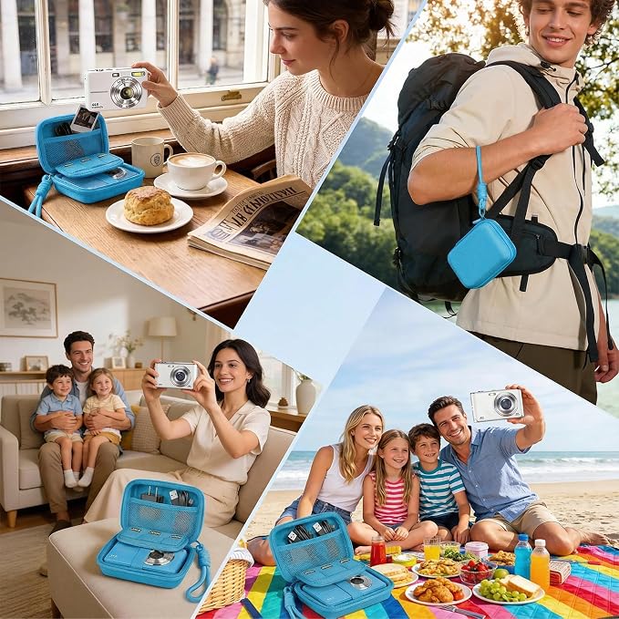 Digital Camera Case for CAMKORY/KODAK PIXPRO FZ45/FZ55/Canon IXUS 285 HS/AbergBest/Sony DSCW800/DSCW830 - Small Travel Compact Camera Holder with Mesh Pocket for SD Card & Accessories (Sky Blue) - Image 7