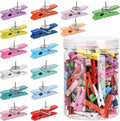 100Pcs Push Pin with Wooden Clips Tacks for Cork Board Artwork for Bulletin Board Crafts Arts Projects Photo Supplies(Colorful) by acDesign