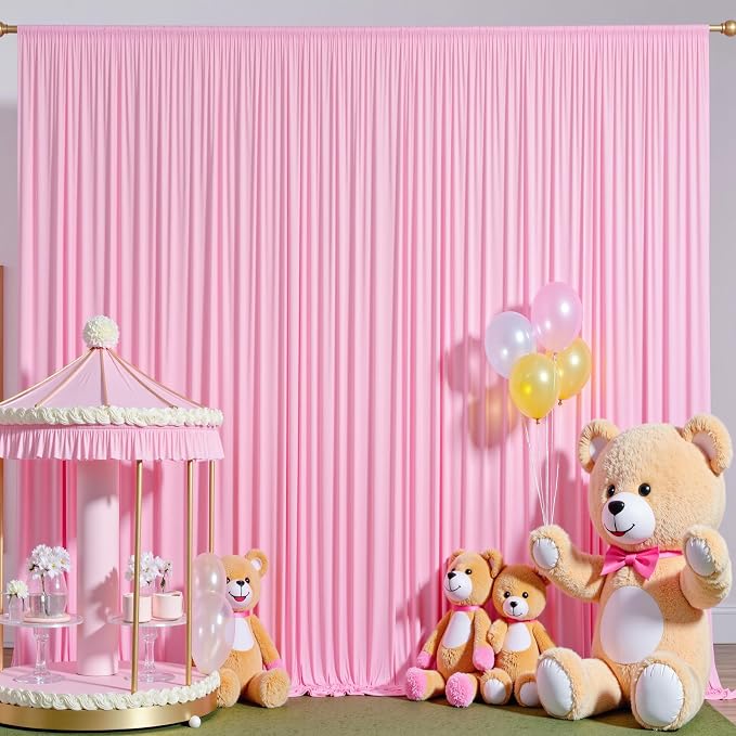 30ftx10ft Pink Backdrop Curtains for Party Background, Wrinkle Free Pink Photo Curtains Backdrop Drapes 6 Panels Back Drop Cloth for Wedding Birthday Photography Baby Shower Decor - Image 8