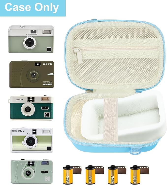 Leayjeen Hard EVA Case for KODAK EKTAR H35 H35N Film Camera - Blue | Compatible with KODAK Ultra F9/M35/M38/RETO/Paper Shoot 35mm Camera, EVA Hard Shell, Fits Film Rolls (Case Only) - Image 2