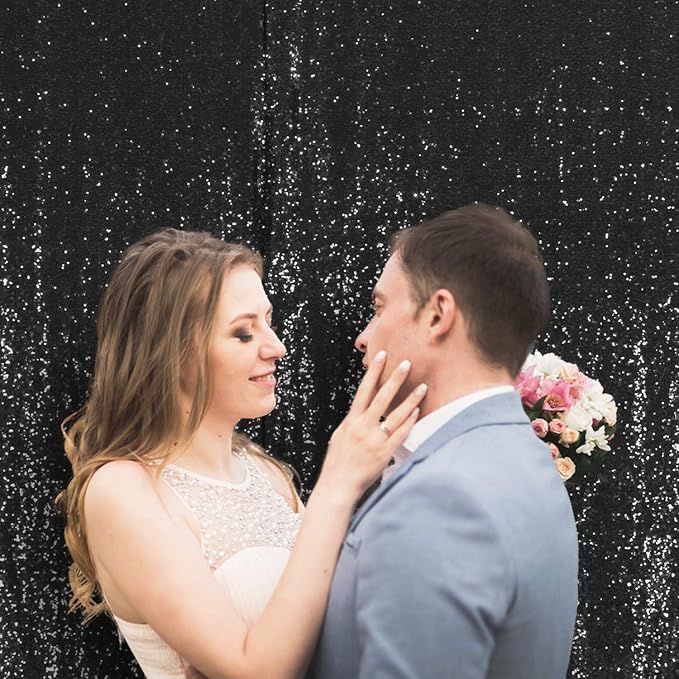 Poise3EHome 6FT x 6FT Black Sequin Photography Backdrop Curtain for Party Decoration - Image 8