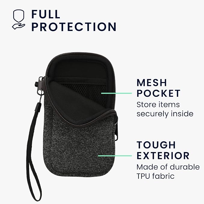 kwmobile Universal Phone Pouch Size XL - 6.7/6.8" - Neoprene Smartphone Pouch with Zip - Water-Repellent Mobile Phone Case - Sleeve in Anthracite/White - Image 3