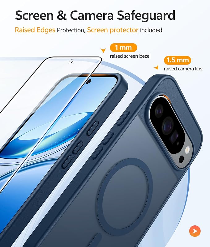 FNTCASE for Google Pixel 10 / Pixel 10 Pro Case, Compatible with Magsafe | Screen Protector, Translucent Matte, 14FT Military Grade Drop Protection, Shockproof Protective Phone Cover, Blue - Image 4