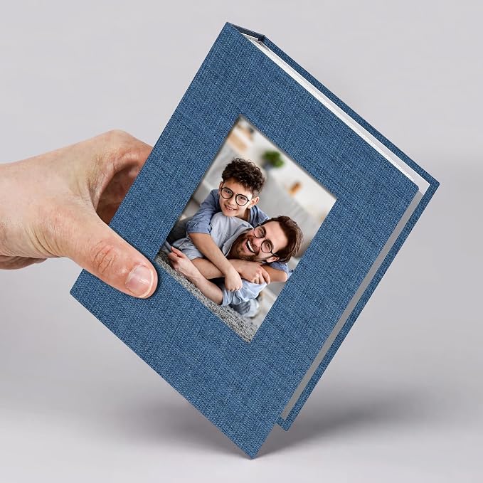 Vienrose Small Photo Album 4x6 Slip-in Picture Album 50 Pages Holds 100 Photos, Portable Photo Book 4x6 for Wedding Family Baby Travel Blue | Portable Design Photo Book, Memory Book, Wedding Family Baby Travel, Easy To Carry by Vienrose