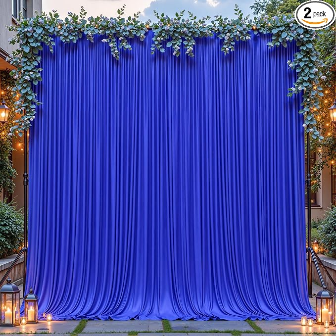 8ftx10ft Wrinkle Free Royal Blue Backdrop Curtain - 10 Feet Photography Backdrop Drapes, Silky Polyester Back Drop Cloth for Wedding Baby Shower Balloon Arch Background by Unknown