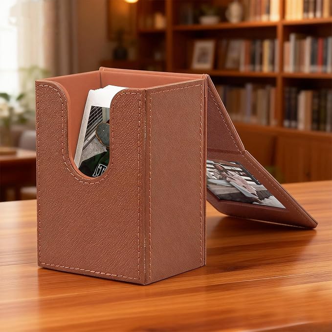 Picture Holder Storage Case Compatible with Fujifilm Instax Mini EVO Mini Liplay 12 11 SE 41 40 99 90 9 8 7S Camera Films, 2x3 Inches Hold 50 Instant Films Photos Pouch Protection Box (Brown) - Image 5