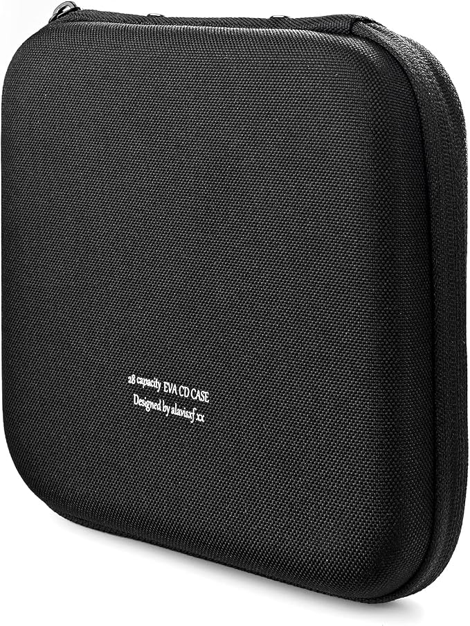 alavisxf xx CD Case, 28 Capacity Protective Zipper Disc Wallet for Car | EVA Shock-resistant, Lightweight Portable, DVD Blu-ray Storage Organizer, Scratch-Resistant Sleeves, for Home Office Travel by alavisxfxx