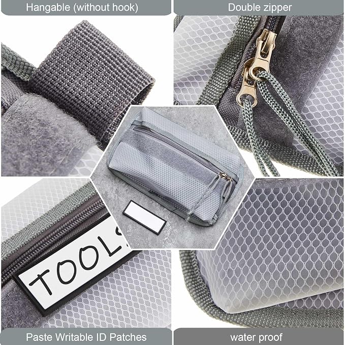 Aliceset 2 Pcs Tactical Pouch Admin Pouch Tactical Bag Insert Panel Organizer with Writable Patches, Molle Panel Accessories Utility Storage Pocket Accessories (Gray,Classic Style) - Image 3