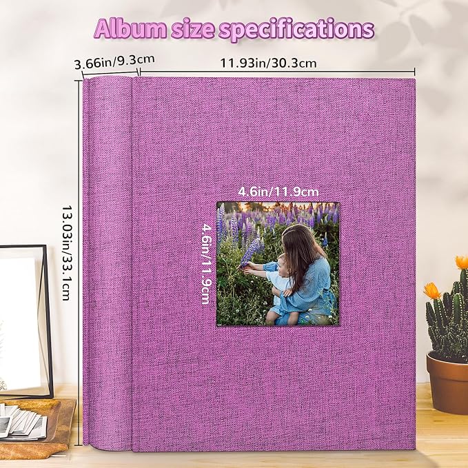 Artfeel Photo Album 4x6 with 1000 Pockets,Slip-in Picture Albums,Linen Cover Memory Book with Front Window,White Page Vertical Photo Book for Wedding,Family,Anniversare,Baby,Vacation - Image 3