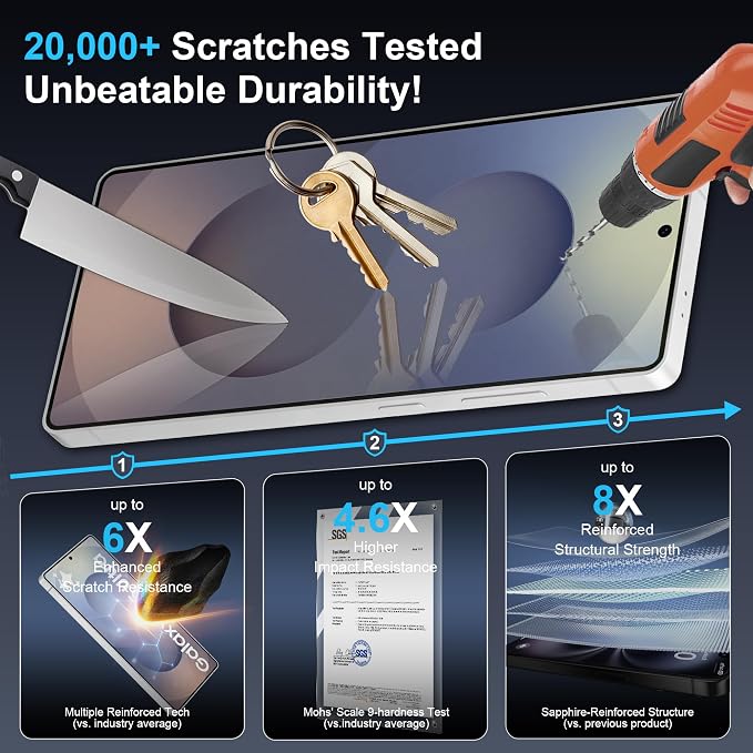 WILLONE 3 Pack for Galaxy S25 Ultra Screen Protector | 9H Tempered Glass 12FT Drop Protection, Fingerprint Unlock, HD Clear, Phone Case Fit - Image 4