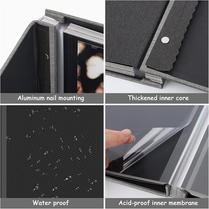 Zesthouse Photo Album Self Adhesive Pages, 60 Pages Magnetic Scrapbook Albums with Sticky Page, Photos Album Holds 8x10 & 5X7 & 4x6 & 6x8 & 3x5, Large Picture Book Ideal Gift for Family Wedding Baby - Image 6