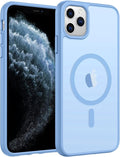FNTCASE for iPhone 11 Pro Case, Fit for Magsafe, Translucent Matte Back | Magnetic Phone Cases, 14FT Military Grade Drop Protection, Shockproof Bumper, Slim Protective Cover, Light Blue by FNTCASE