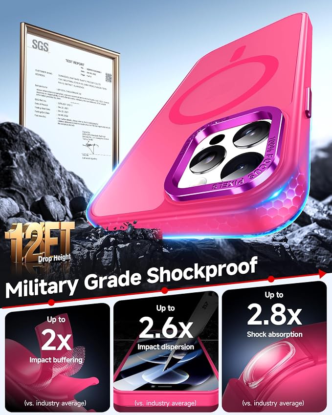 LeYi for iPhone-12-Pro-Max Case Pink:[ Tempered Glass Screen X2+ Camera Lens Protector X2] Compatible with Magsafe i Phone 12Pro Promax Cover iohone 12 Pro Max Magnetic Protective Girl Women, Hot Pink - Image 4