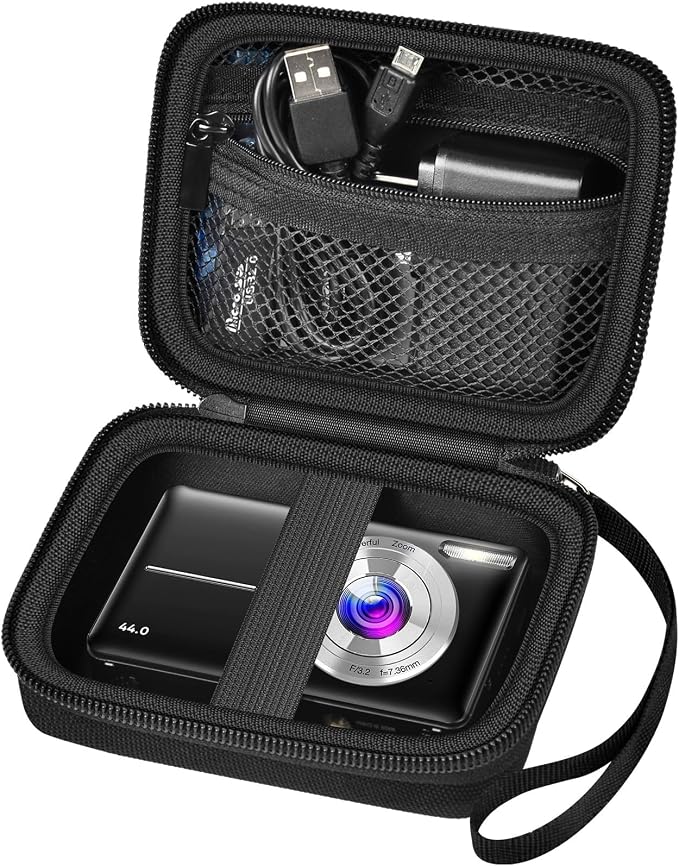 ALKOO Digital Camera Case for CAMKORY, Camera Pouch for KODAK Pixpro -Black | for Lecran/for VAHOIALD Point and Shoot Camera, Hard Carrying Case with Mesh Pocket, Compact for Vlogging, Travel and Storage by ALKOO