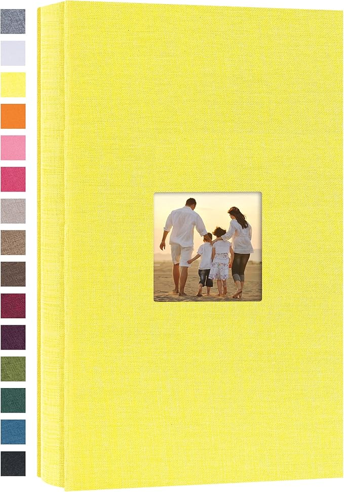 potricher Photo Album 4x6 Pictures, 300 Pockets, Linen Cover, Yellow | Linen Cover, Front Window, Large Capacity 4x6 Picture Albums, Photo Book for Family, Wedding, Anniversary, Baby, Keepsake by potricher