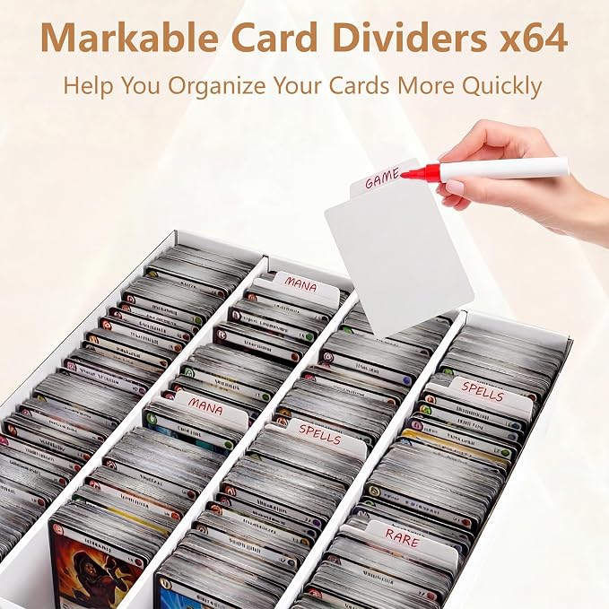 RLAVBL 4 Pack Trading Card Storage Box, 3600 Count Cardboard Card Boxes | 64 Dividers for Sports, MTG, TCG, Toploader, 4 Row - Image 3