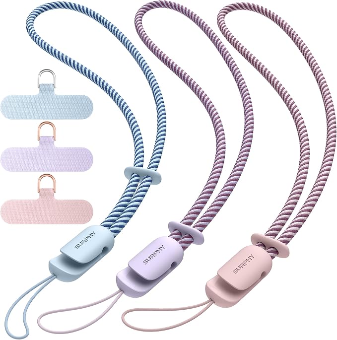 SURPHY 3 Pack Phone Wrist Strap, Phone Lanyard with Cellphone Tether Tab | Phone Strap Charm, Camera Wrist Strap with 2-Color Braided, Phone Wristlet, Wrist Lanyard for Case by SURPHY