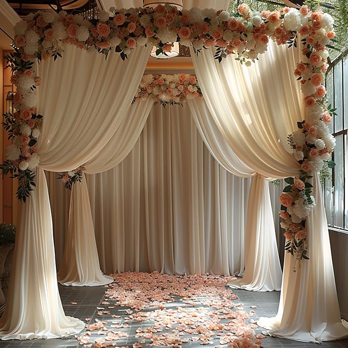 ESGOTBME 40x10ft Wrinkle Free Ivory Backdrop Curtain for Parties Soft Polyester and Nylon Fabric Drapes Wedding Birthday Party Decorations Background for Photography 5x10ft,8 Panels - Image 6