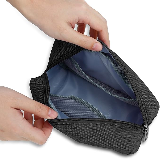 E-Tree Makeup Bag,Medium Travel Make up Pouch for Purse,Zipper Cosmetic Brush Skin Care Case for Women Man,Toiletry Bags,Tech Electronic Organizer,Small Canvas Storage for Personal Items,Black - Image 6