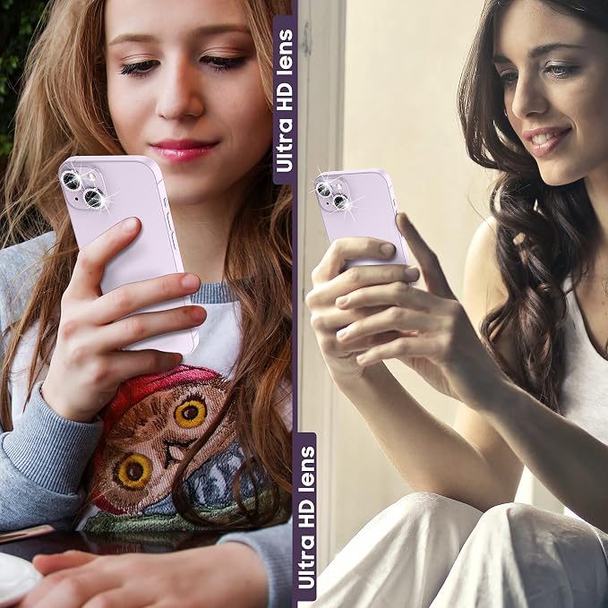 Suoman for iPhone 14 6.1 inch / 14 Plus 6.7 inch Camera Lens Protector, 9H Tempered Glass Film, [Does not Affect Night Shots] Metal Frosted Diamonds Independent Protective Cover- Diamond Purple - Image 6