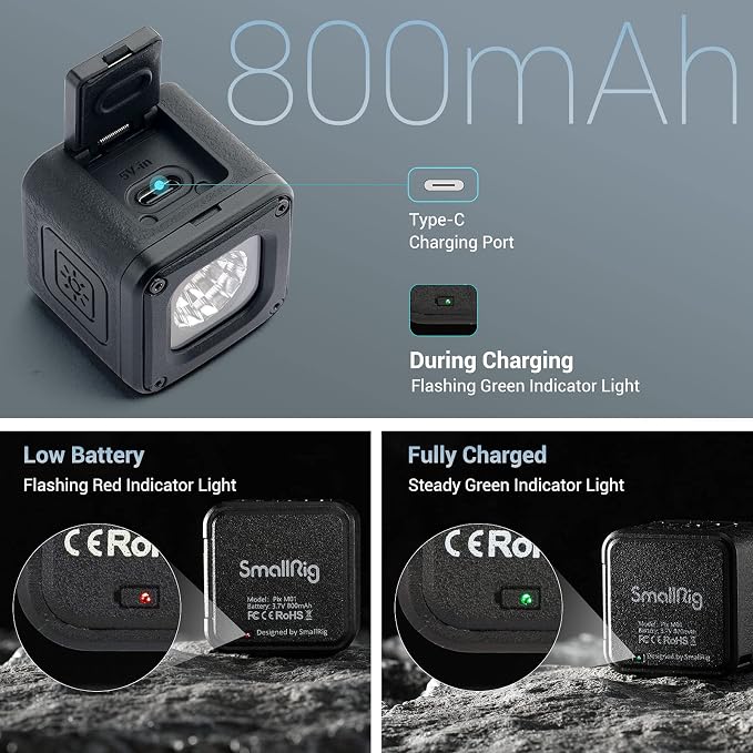 SmallRig 3 Pack RM01 Mini LED Video Lighting Kit, Lume Cube Camera Light | Dimmable 5600K CRI95, Portable, Waterproof, with 8 Color Filters, Barndoor, Diffuser, for Macro Photography, Stop Motion - Image 3