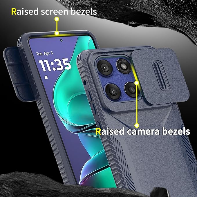 for Motorola G Stylus 5G 2025 Case with Built-in Slide Camera Cover & Screen Protector, [2 in 1] Heavy Duty Rugged Shockproof Protective Cover for Moto G Stylus 5G 2025(Blue) - Image 5