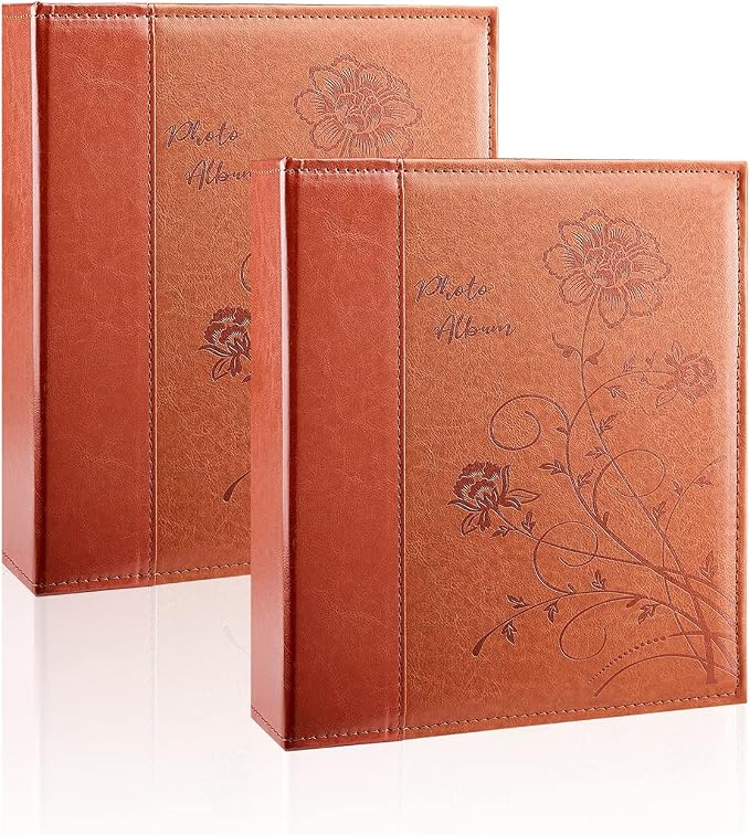 Artmag Photo Album 5x7 2 Packs Clear Pages Pockets Leather Cover Slip Slide in Photo Album Book Each Holds 100 Vertical 5x7 Photos Picture Book for Wedding Family (Brown) by Artmag
