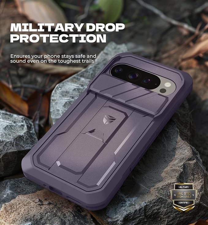 Dexnor for Google Pixel 10/10 Pro Case with Slide Camera Cover & 2 Front Frames & Built-in Screen Protector & Kickstand, Full-Body Shockproof Protective Cover Rugged Bumper Cases，Phantom Purple（2025） - Image 6