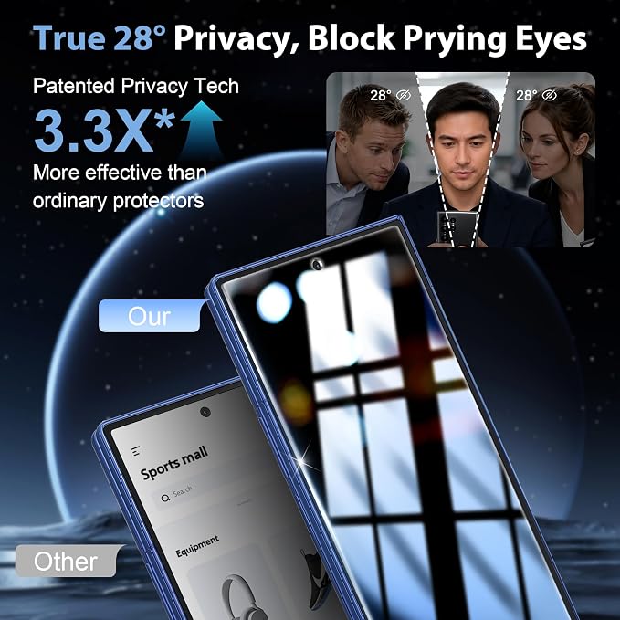 2+2 Pack for Galaxy Z Fold 7 / Z Fold 8 Ultra Privacy Screen Protector | with Camera Lens Protector, Anti Spy Tempered Glass, 9H Hardness, Anti-Scratch, HD Clear, Case Friendly - Image 2