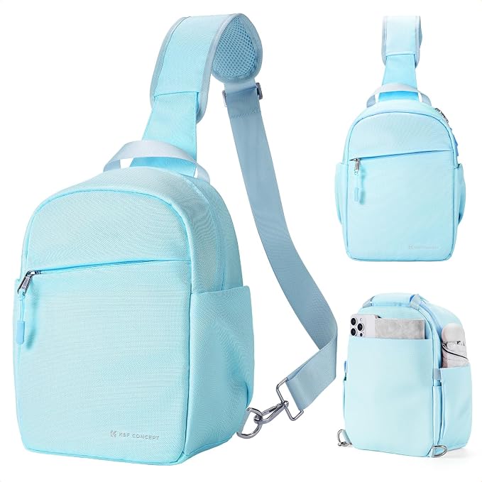 K&F CONCEPT Camera Sling Bag, Compact Crossbody Bag for DSLR Mirrorless | Lightweight Fabric, with Tripod Holder, Quick Access & Custom Dividers, Men & Women, for Sony Canon Nikon, Blue, BS06 by KFCONCEPT