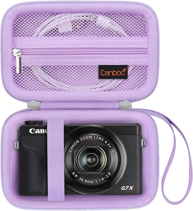 Canboc Camera Case for Canon PowerShot G7 X Mark III/ G7X Mark II, Purple | For SX740/ SX730/ G7X3 Carrying Camera Bag, Zipper Mesh Pocket fits USB Cable, Batteries by Canboc