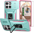 for Moto Edge 2025 Case,with Sliding Camera Lens Cover,HD Screen Protector,360° Rotating Kickstand, Military-Grade Shockproof Protective Cover for Motorola Moto Edge 2025,Mint+Pink by AYMECL