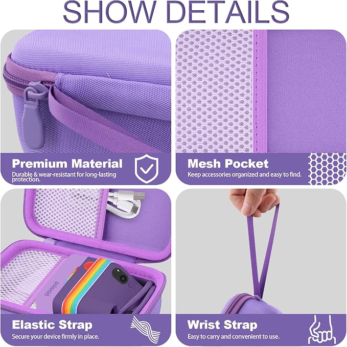 khanka Case for Polaroid Go Generation 3 Mini Instant Camera,Purple | Fits for Polaroid Go Generation 2(6282),Accessory Storage Pocket, Travel-Ready Portable Storage,Case Only - Image 4