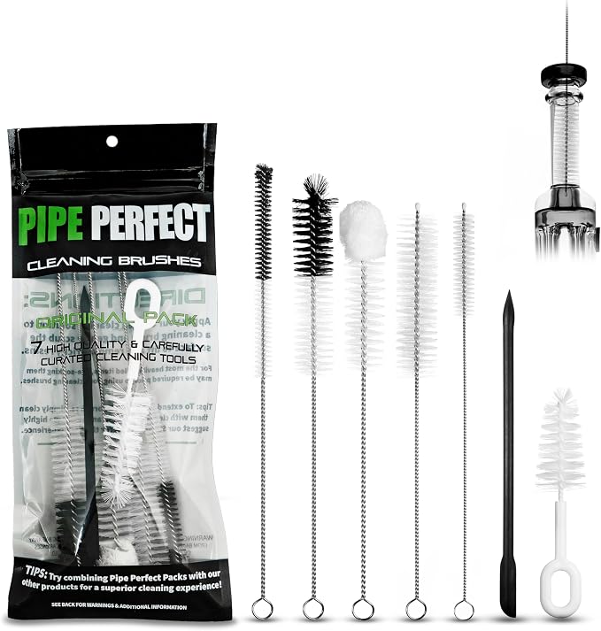 Pipe Perfect Original Cleaning Brush Set – Multi-Size Detail Brushes for Glass, Bottle, Tube & Narrow Openings | Deep Cleaning Kit for Hard-to-Reach Areas | Durable Reusable (Original Pack) by StemClenz
