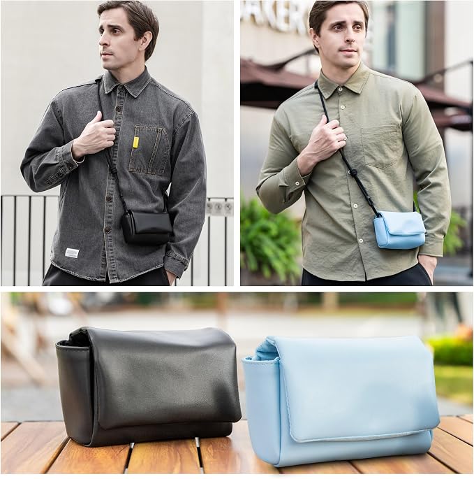KIWIFOTOS PU Leather Camera Case for Fuji X100VI X100F PowerShot V1 | without strap, Fits for X100VI/X-E5+23/27mm lens & PowerShot V1. Soft magnetic flap, rear zipper pocket - Image 5