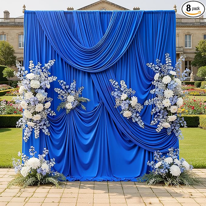40ftx10ft Wrinkle Free Royal Blue Backdrop Curtains for Parties, Silky Polyester 8 Panels Photo Backdrop Drapes Back Drop Cloth for Wedding Birthday Photography Background by CO-AVE