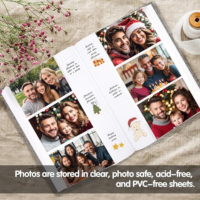 450 Pocket 4x6 Photo Album with Writing Space, Linen Cover, Grey | Large Capacity, 4x6 Album Book, with Memo for Family, Wedding Baby, Travel Memories Graduation Pictures - Image 5