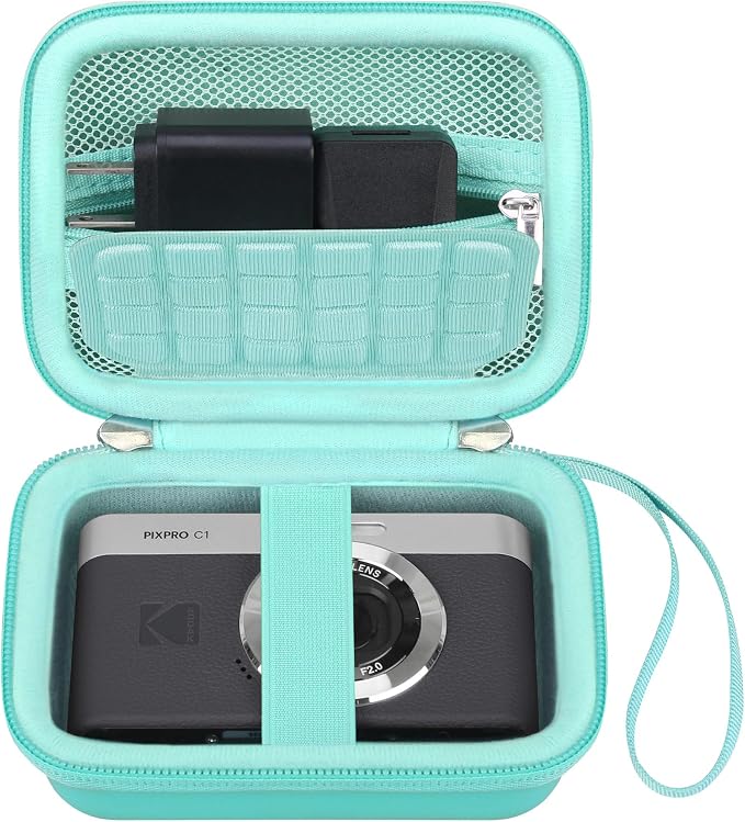 Canboc Carrying Case for KODAK PIXPRO C1 Friendly Zoom Digital Camera | For Canon PowerShot ELPH 360 HS A/ 360 HS/ 360/ IXY 650 Digital Camera, Mesh Pocket fit Cable, SD Card, Green (Case Only) by Canboc