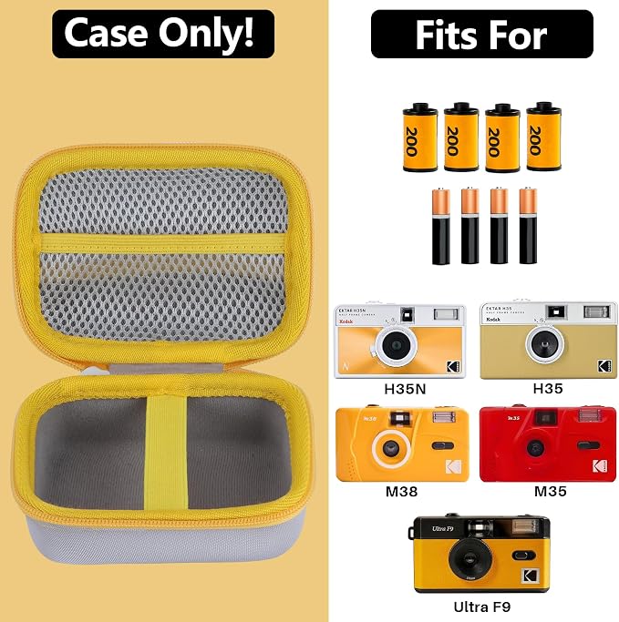 RIYADAone Case for KODAK EKTAR H35/H35N/Ultra F9/M35 Half Frame Film Camera | Hard Shell Shockproof, Portable Camera Storage, Mesh Bag Organizer, Lightweight Travel - Image 3