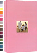 potricher Photo Album 4x6 Pictures, 300 Pockets, Linen Cover, Pink | Linen Cover, Front Window, Large Capacity 4x6 Picture Albums, Photo Book for Family, Wedding, Anniversary, Baby, Keepsake by potricher