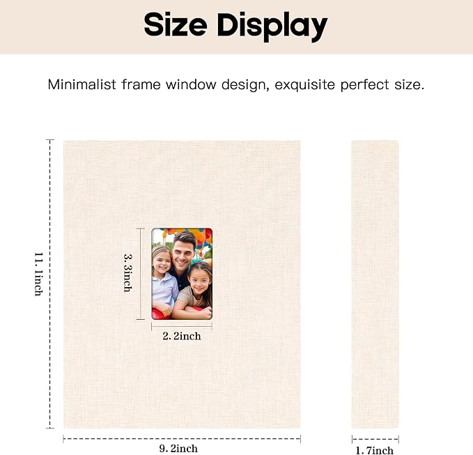 Aevdor 3.5x5 Photo Album, Holds 256 Photos, Linen Cover, Beige | Vertical 3.5x5 Clear Pockets, Front Display Window, Baby, Travel, Family & Anniversary Memories - Image 4